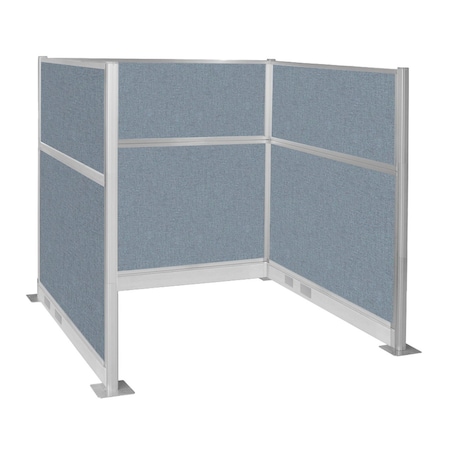 Versare Pre-Configured Hush Panel Electric Cubicle (U Shape) 6' x 6' Powder Blue Fabric 1859357